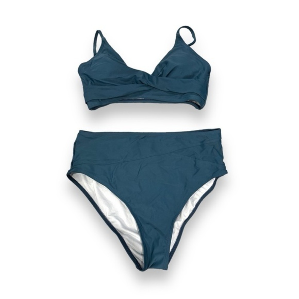 Cupshe Teal High waisted bikini swim suit set